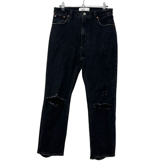 Abercrombie & Fitch Distressed Straight Jeans Women’s Size 27 Short Cropped - Picture 1 of 12